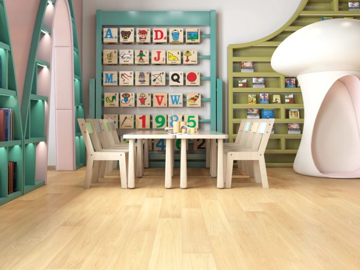 小藍鯨石晶地板、石晶墻板幼兒園裝修效果圖案例